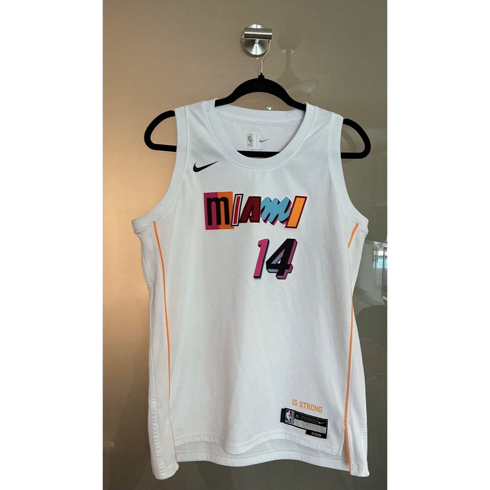Nike Miami HEAT Herro 14 City Edition Swingman WHITE Jersey Patch SizeYXL (MXS)